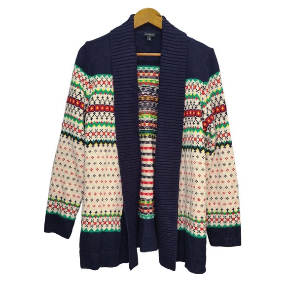 Talbots Sweaters - Talbots Navy Fair Isle Icelandic Ski Nordic Cardigan Size M